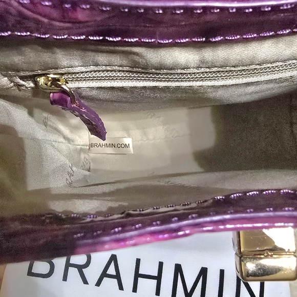 Brahmin Purple Croc-Embossed Women's Bag - Picture 5 of 10